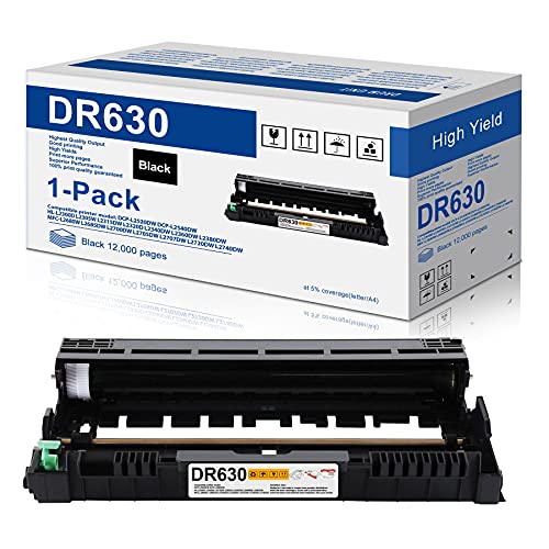 1-Pack Black Compatible Drum Unit Replacement for Brother DR630 DR-630 to use with DCP-L2520DW DCP-L2540DW HL-L2300D HL-L2305W HL-L2320D HL-L2340DW HL-L2360DW HL-L2380DW HL-L2680W MFC-L2700DW Printer