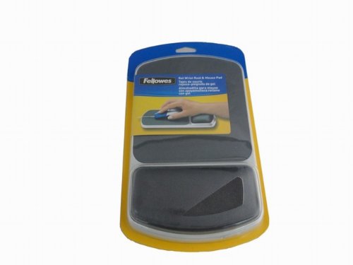 Fellowes 91741 Gel Wrist Rest and Mouse Pad - Graphite/Platinum