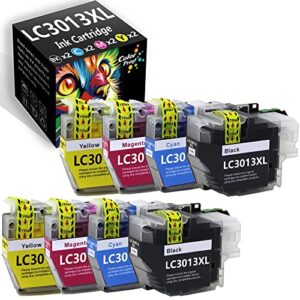 c p 8-pack colorprint compatible lc3013 ink cartridge high yield for brother lc3013xl lc-3013 xl lc3011 lc3011xl work with mfc-j690dw mfc-j895dw mfc-j491dw mfc-j497dw printer (2bk, 2c, 2m, 2y), cyan