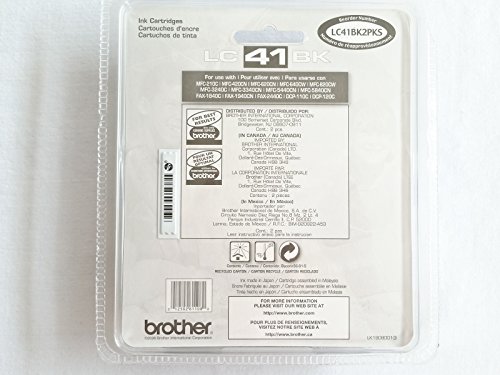 Brother Black -Ink -Cartridge - 2 Pack (LC41BK2PKS) - Retail Packaging