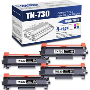 tn730 compatible tn-730 black toner cartridge replacement for brother tn-730 dcp-l2550dw mfc-l2710dw hl-l2350dw hl-l2370dw hl-l2390dw toner.(4 pack)