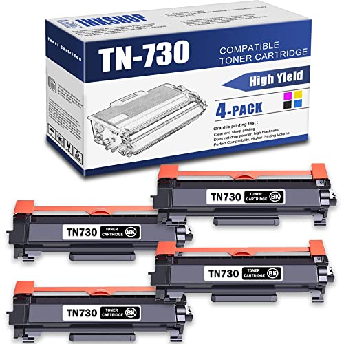 TN730 Compatible TN-730 Black Toner Cartridge Replacement for Brother TN-730 DCP-L2550DW MFC-L2710DW HL-L2350DW HL-L2370DW HL-L2390DW Toner.(4 Pack)