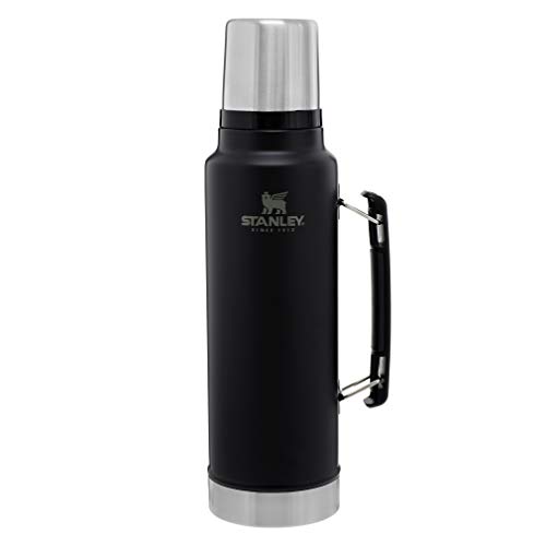 Stanley Classic Vacuum Insulated Wide Mouth Bottle, Matte Black - BPA-Free 18/8 Stainless Steel Thermos for Cold & Hot Beverages – Keeps Liquid Hot or Cold for Up to 24 Hours – Lifetime Warranty