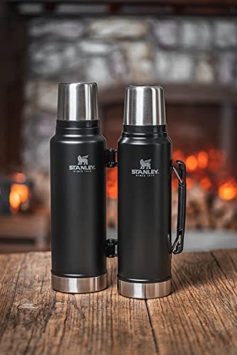 Stanley Classic Vacuum Insulated Wide Mouth Bottle, Matte Black - BPA-Free 18/8 Stainless Steel Thermos for Cold & Hot Beverages – Keeps Liquid Hot or Cold for Up to 24 Hours – Lifetime Warranty