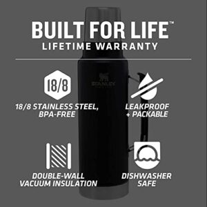 Stanley Classic Vacuum Insulated Wide Mouth Bottle, Matte Black - BPA-Free 18/8 Stainless Steel Thermos for Cold & Hot Beverages – Keeps Liquid Hot or Cold for Up to 24 Hours – Lifetime Warranty