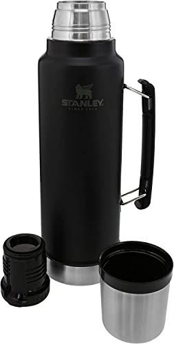 Stanley Classic Vacuum Insulated Wide Mouth Bottle, Matte Black - BPA-Free 18/8 Stainless Steel Thermos for Cold & Hot Beverages – Keeps Liquid Hot or Cold for Up to 24 Hours – Lifetime Warranty