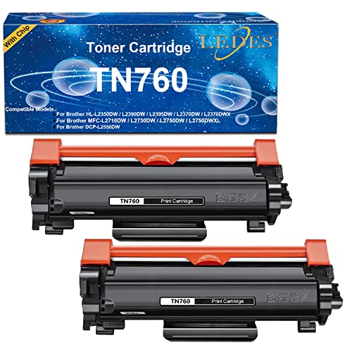 2 Pack TN760 TN730 High Yield Toner Cartridge Replacement with Smart Chip for Brother Compatible with MFC-2710DW HL-L2395DW DCP-L2550DW HL-L2370DW HL-L2690DW HL-L2390DW MFC-L2750DW,Black