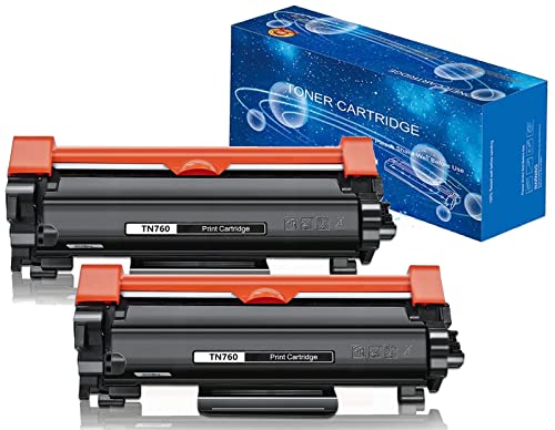 2 Pack TN760 TN730 High Yield Toner Cartridge Replacement with Smart Chip for Brother Compatible with MFC-2710DW HL-L2395DW DCP-L2550DW HL-L2370DW HL-L2690DW HL-L2390DW MFC-L2750DW,Black