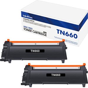 tn660 tn-660 tn630 toner cartridge: 2 pack high yield black compatible tn 660 tn 630 tn-630 toner replacement for brother hl-l2300d hl-l2380dw hl-l2320d hl-l2340dw dcp-l2540dw mfc-l2700dw printer