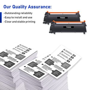 TN660 TN-660 TN630 Toner Cartridge: 2 Pack High Yield Black Compatible TN 660 TN 630 TN-630 Toner Replacement for Brother HL-L2300D HL-L2380DW HL-L2320D HL-L2340DW DCP-L2540DW MFC-L2700DW Printer