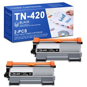 (page yield upto 4,400 pages) 2 pack black tn420 compatible tn-420 toner cartridge replacement for brother mfc-7860dw hl-2130 2132 2220 2230 2240 2240d 2242d 2250dn 2270dw printer toner cartridge