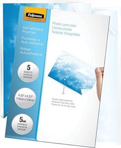 fellowes laminating pouches, 5mm, 4-1/4x6-1/4