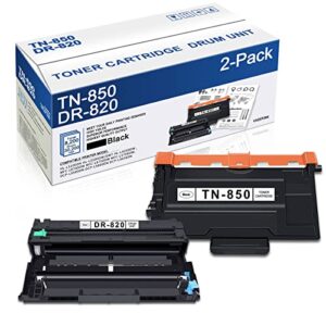 vaserink compatible tn-850 & dr-820 replacement for brother tn850 toner cartridge & dr820 drum unit dcp-l5500dn mfc-l6700dw hl-l6200dw/dwt printer (1toner+1drum, 2 pack)