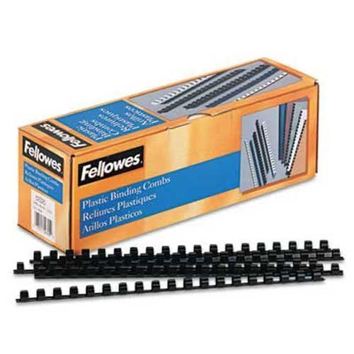 Fellowes Plastic Comb Bindings, 3/8 inch Diameter, 55 Sheet Capacity, Black, 100 Combs/Pack