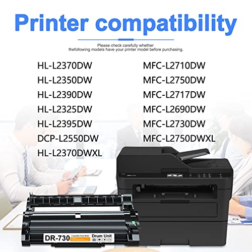 DR-730 Drum Unit Replacement for Brother DR-730 MFC-L2730DW HL-L2395DW MFC-L2710DW MFC-L2750DW HL-L2370DW HL-L2390DW DCP-L2550DW Printer, DR-760 Drum Imaging [2 Pack, 14,000 Pages/Drum Cartridge]