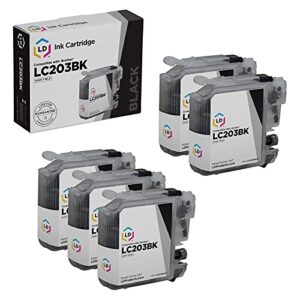 ld compatible ink cartridge replacement for brother lc203bk high yield (black, 5-pack)
