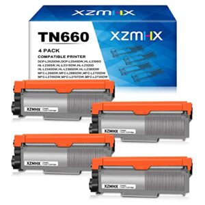 xzmhx tn660 tn630 tn-660 tn-630 replacement toner cartridge compatible for brother mfc-l2700dw mfc-l2720dw mfc-l2740dw hl-l2300d hl-l2340dw hl-l2380dw dcp-l2540dw printer (4 pack)