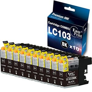 easyprint compatible black 103xl ink cartridges replacement for brother lc-103xl lc103xl used for mfc-j4310dw j4410dw j4510dw j4610dw j4710dw j6520dw j6720dw j470dw j475dw, (10x black, 10-pack)
