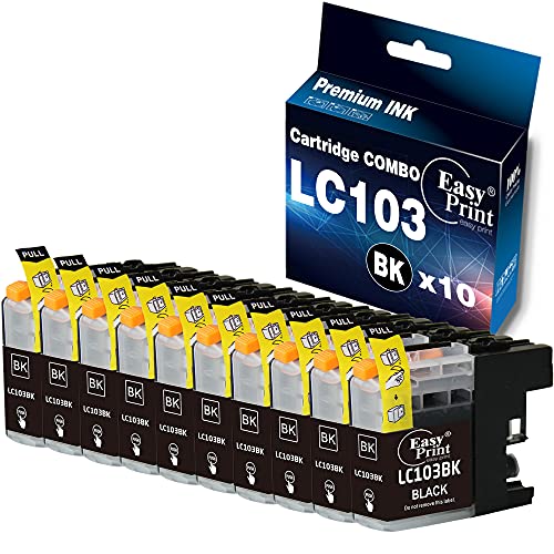 EASYPRINT Compatible Black 103xl Ink Cartridges Replacement for Brother LC-103xl LC103xl Used for MFC-J4310DW J4410DW J4510DW J4610DW J4710DW J6520DW J6720DW J470DW J475DW, (10x Black, 10-Pack)