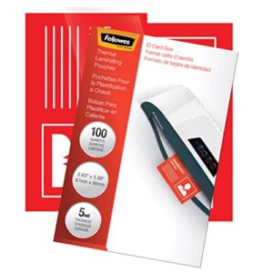 Fellowes Hot Laminating Pouches, ID Tag, Not Punched, 5 mil, 100 Pack (52015)