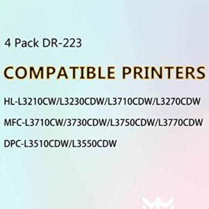 (4-Pack) Compatible DR-223CL Drum Unit DR223 DR223B DR223C DR223M DR223Y Toner Cartridge Used for Brother HL-L3210CW L3230CDW L3270CDW L3290CDW MFC-L3710CW L3750CDW L3770CDW Printer, by MuchMore