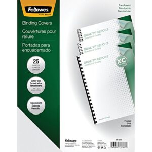 fellowes futura premium heavyweight presentation covers, letter, frosted, 25 pack (5224301)