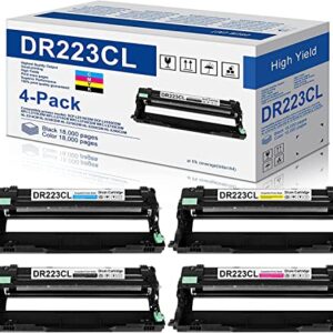 4-Pack DR223CL Drum Unit Set Compatible Replacement for Brother DR223CL Drum with MFC-l3710CW MFC-l3770CDW MFC-l3750CDW HL-l3210CDW HL-l3290CDW HL-l3270CDW Printer (1Black 1Magenta 1Yellow 1Cyan)