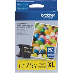 brother printer lc75y high yield (xl series) yellow cartridge ink