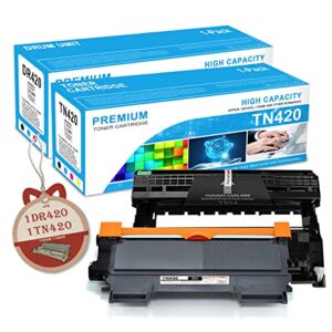 tn-420 toner cartridge & dr420 drum unit compatible tn420 dr420 replacement for brother dr420 tn-420 for brother dcp-7065d mfc-7240 mfc-7360n mfc-7460dn printer toner.(1 toner, 1 drum 2 pack)