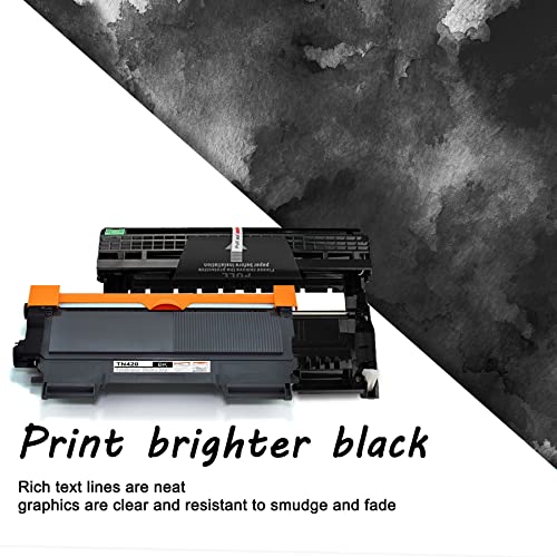 TN-420 Toner Cartridge & DR420 Drum Unit Compatible TN420 DR420 Replacement for Brother DR420 TN-420 for Brother DCP-7065D MFC-7240 MFC-7360N MFC-7460DN Printer Toner.(1 Toner, 1 Drum 2 Pack)