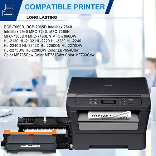 TN-420 Toner Cartridge & DR420 Drum Unit Compatible TN420 DR420 Replacement for Brother DR420 TN-420 for Brother DCP-7065D MFC-7240 MFC-7360N MFC-7460DN Printer Toner.(1 Toner, 1 Drum 2 Pack)