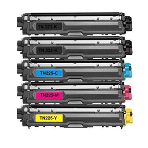 Calitoner Compatible Laser Toner Cartidges Replacement Brother TN221 TN225 for Brother MFC-9130CW, MFC-9330CDW, MFC-9340CDW, HL-3140CW, HL-3170CDW (2 Black,1 Cyan,1 Magenta,1 Yelllow)