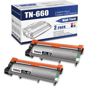tn660 compatible tn-660 black high yield toner cartridge replacement for brother tn-660 hl-l2300d hl-l2305w mfc-l2680w mfc-l2685dw dcp-l2520dw dcp-l2540dw toner.(2 pack)