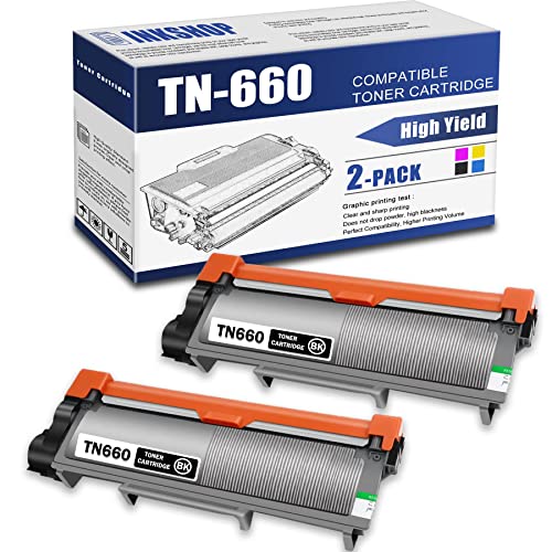 TN660 Compatible TN-660 Black High Yield Toner Cartridge Replacement for Brother TN-660 HL-L2300D HL-L2305W MFC-L2680W MFC-L2685DW DCP-L2520DW DCP-L2540DW Toner.(2 Pack)