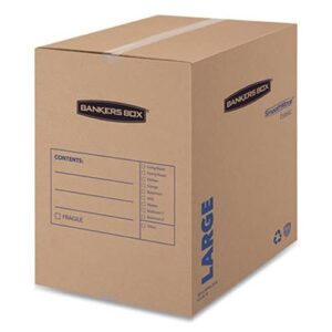 fellowes smoothmove basic large moving boxes, 18l x 18w x 24h, kraft/blue, 15/carton