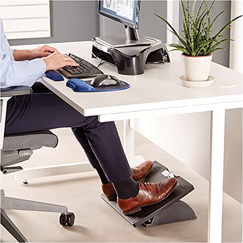 Fellowes 8035001 Adjustable Locking Footrest, 17-1/2 X 13-1/8 X 5-5/8, Black/Silver