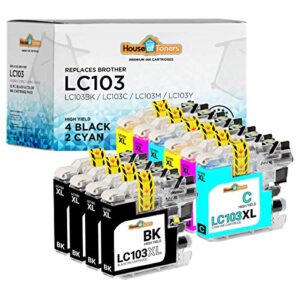 houseoftoners compatible ink cartridge replacements for brother lc103 (4 black, 2 cyan, 2 magenta, 2 yellow, 10-pack)