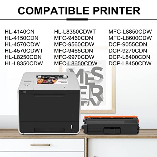 TN310 Toner Cartridge: 4-Pack Black/Cyan/Magenta/Yellow Replacement for Brother TN-310 for HL-L8350CDW HL-4150CDN MFC-L8850CDW MFC-9970CDW MFC-L8600CDW Printer