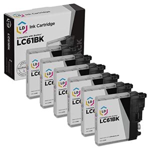 ld compatible ink cartridge replacement for brother lc61bk (black, 6-pack)