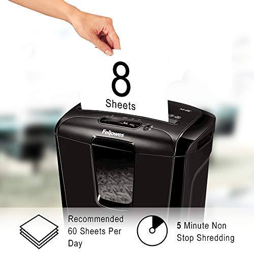 Fellowes Powershred M-8C 8 Sheet Cross Cut Personal Shredder with Safety Lock