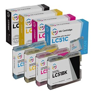 ld compatible ink cartridge replacement for brother lc51 (black, cyan, magenta, yellow, 4-pack)