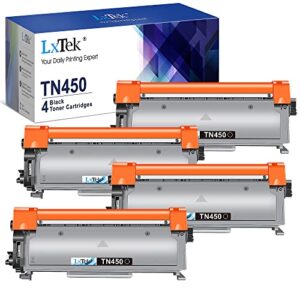 lxtek compatible toner cartridge replacement for brother tn-450 tn450 tn420 to compatible with mfc-7360n dcp-7065dn intellifax 2840 2940 mfc-7860dw mfc-7460dn hl-2270dw mfc7240 printer (black, 4 pack)