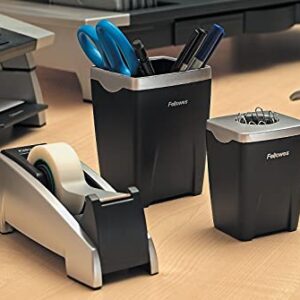 Fellowes 8032701 Office Suites Desktop Tape Dispenser, 1-Inch Core, Plastic, Heavy Base, Black/Silver