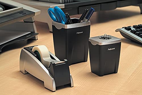 Fellowes 8032701 Office Suites Desktop Tape Dispenser, 1-Inch Core, Plastic, Heavy Base, Black/Silver