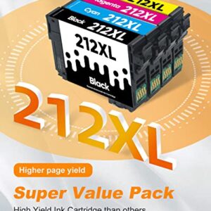 212XL Ink Cartridges Remanufactured Replacement for Epson 212XL 212 XL T212XL T212 Ink Cartridges for Expression Home XP-4100 XP-4105 Workforce WF-2830 WF-2850 Printer (5 Pack)