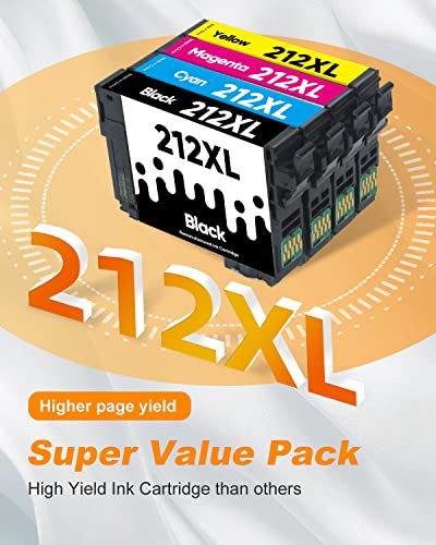 212XL Ink Cartridges Remanufactured Replacement for Epson 212XL 212 XL T212XL T212 Ink Cartridges for Expression Home XP-4100 XP-4105 Workforce WF-2830 WF-2850 Printer (5 Pack)