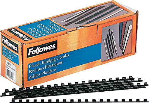 Fellowes 52366 Plastic Comb Bindings, 1/4-Inch Diameter, 20 Sheet Capacity, Black, 100 Combs/Pack