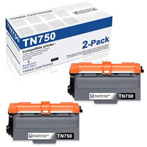 high yield tn-750 2 pack black toner tn750 toner cartridge compatible replacement for hl-5440d 5450dn 5470dw dcp-8110dn 8150dn 8155dn mfc-8710dw 8810dw 8910dw printer, by eaxiue