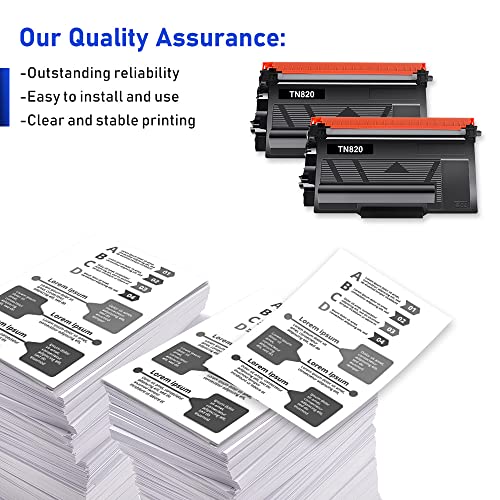 TN820 TN-850 Toner Cartridge 2-Pack: Compatible Replacement for Brother TN820 Black Toner Cartridge TN-820 TN 820 for HL-L6200DW MFC-L5850DW MFC-L5900DW MFC-L5700DW HL-L5100DN MFC-L6800DW Printer