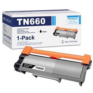 pionous high yield tn660 toner cartridge: tn630 tn-660 black toner cartridge compatible replacement for brother tn 660 toner hl-l2380dw mfc-l2700dw dcp-l2540dw printer up to 3,000 yield 1pk